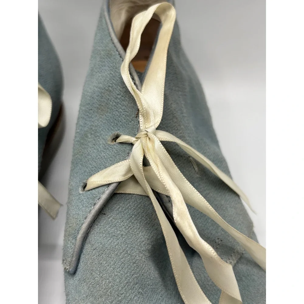Santoni Mens Suede Chukka Boots Light Blue Ribbon Lace Made in Italy Size 6